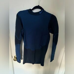 (SEND OFFERS) Nike Pro Combat Hyperwarm Flex Dri-Fit Knit Compression Shirt Blue